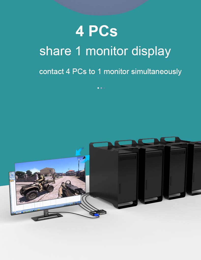 MT-VIKI 4 Port VGA Switch Video Selector Switcher Box (4 Input 1 Output) - Image 3